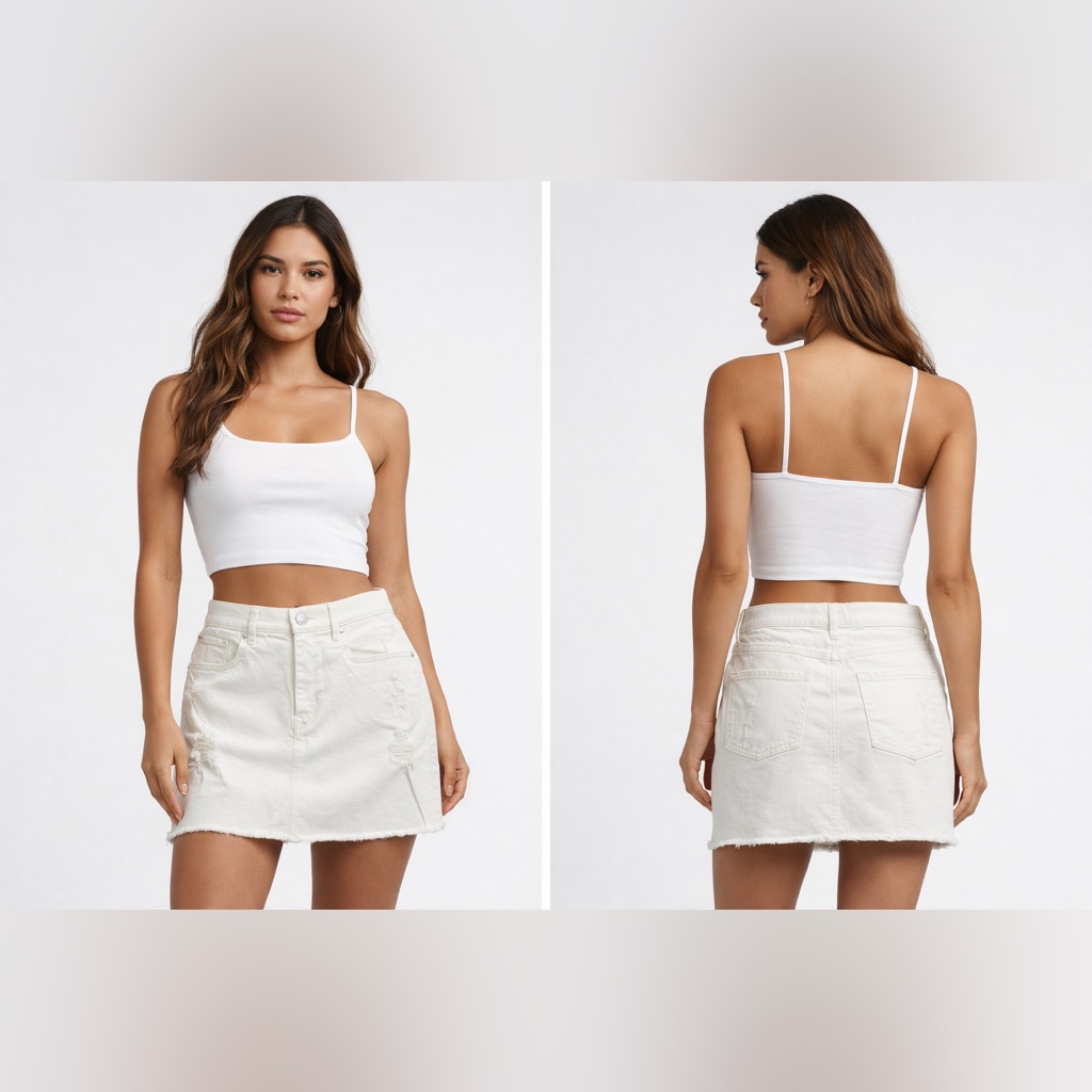 Express Straight Mid-Rise Off-White Distressed Denim Mini Skirt Frayed Hem Sz 8